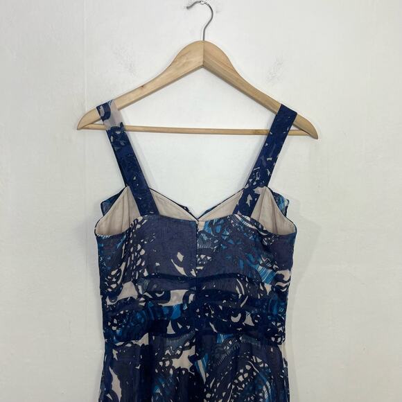 Peruvian Connection Cote Dazur Blue Floral Silk Blend Dress Size 6 - Picture 7 of 13